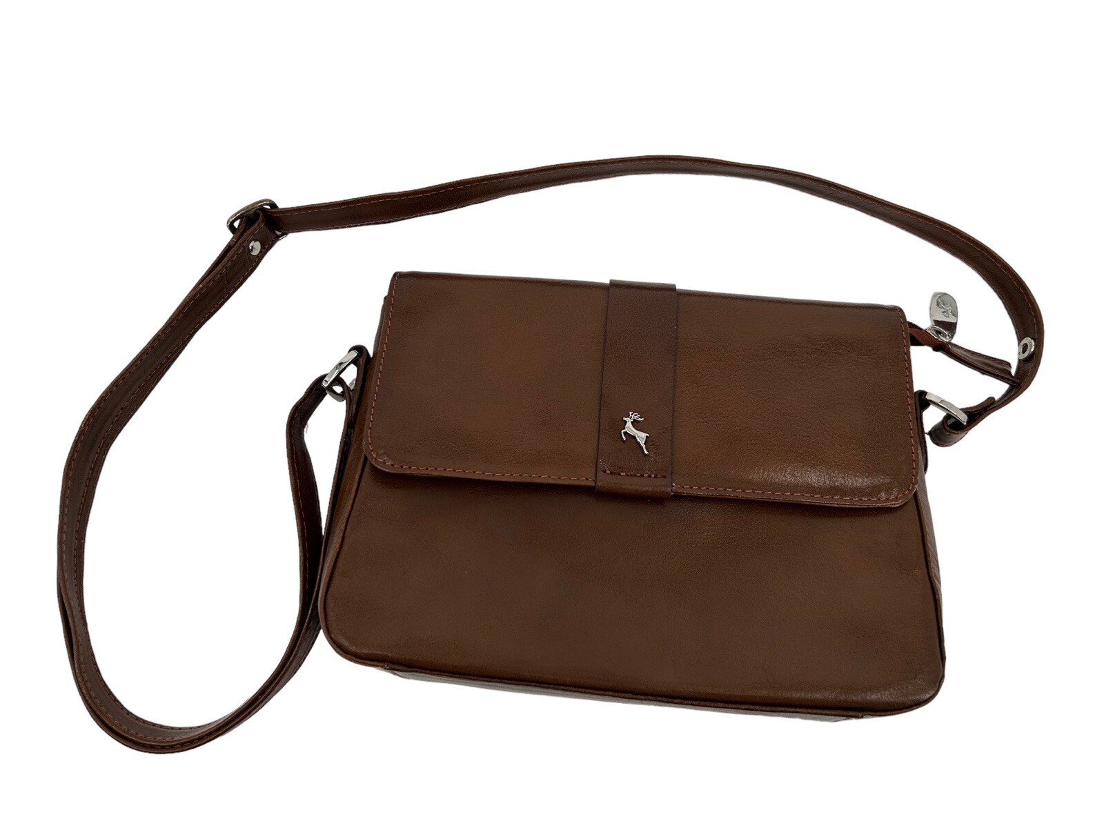 Ashwood Brown Leather Adjustable Strap Crossbody Shoulder Bag Small