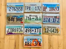 Wholesale Lot of 50 License Plates from 10 Different States - 5 of Each State