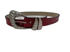 Vintage Gitano 32" Red Belt Silver Buckle rodeo Southwestern S M