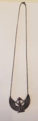 Art Deco Sterling Silver Egyptian Revival Necklace