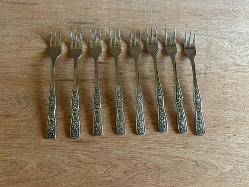 Cocktail Seafood Fork Tropic Garden Imperial Stainless 5-3/4" Lot Of 8 Flatware - Picture 13 of 24