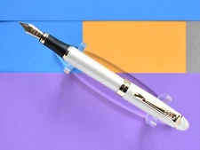 JINHAO ELITE X450 SATIN WHITE PRESTIGE FOUNTAIN PEN W/ FINE NIB & INK