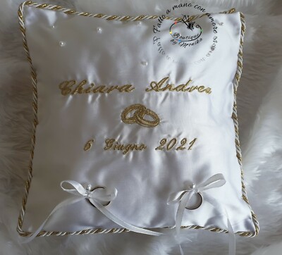 Cuscino Porta Fedi Bianco Per Matrimonio Shabby Chic - Foto 3