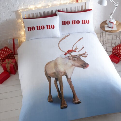Set piumone Premier Blitzen renna cervo Natale king size 100% cotone spazzolato - Foto 1 di 3