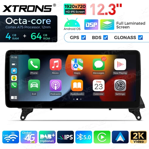 12.3" Android 14 8-Core 64GB CarPlay GPS Stereo Radio For BMW X5 E70 X6 E71 CCC