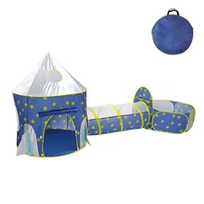 3 in 1   Tent Crawl Tunnel ans Ball Pit with Basketball Hoop  E7B8