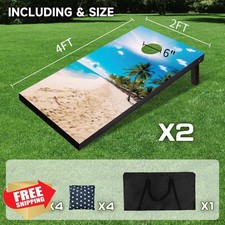 Cornhole Board Set 4x2 Regulation Size Bags 8 Bean Bags Outdoor Game