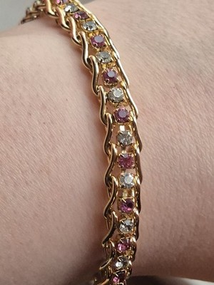 Österreichisches Kristall Armband goldfarben mit rosa und klaren Kristallsteinen