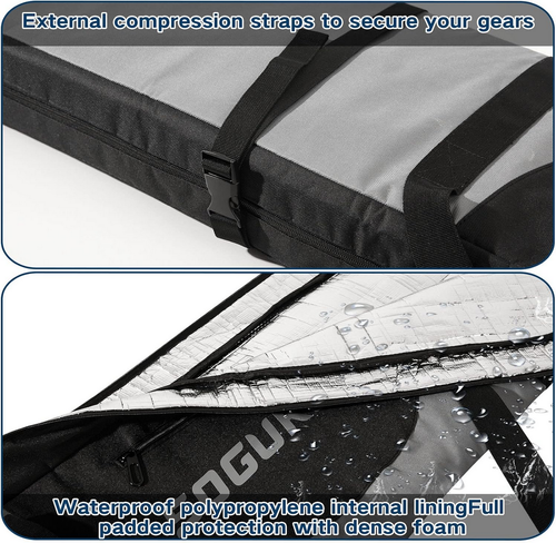 Gepolsterte Snowboardtasche Ski wasserabweisend mit Kompressionsriemen robust Sk - Bild 7 von 7