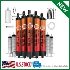 Filter Water 5 PCS Straw Pack Outdoor Camping Hiking Survival Gear Family Straws