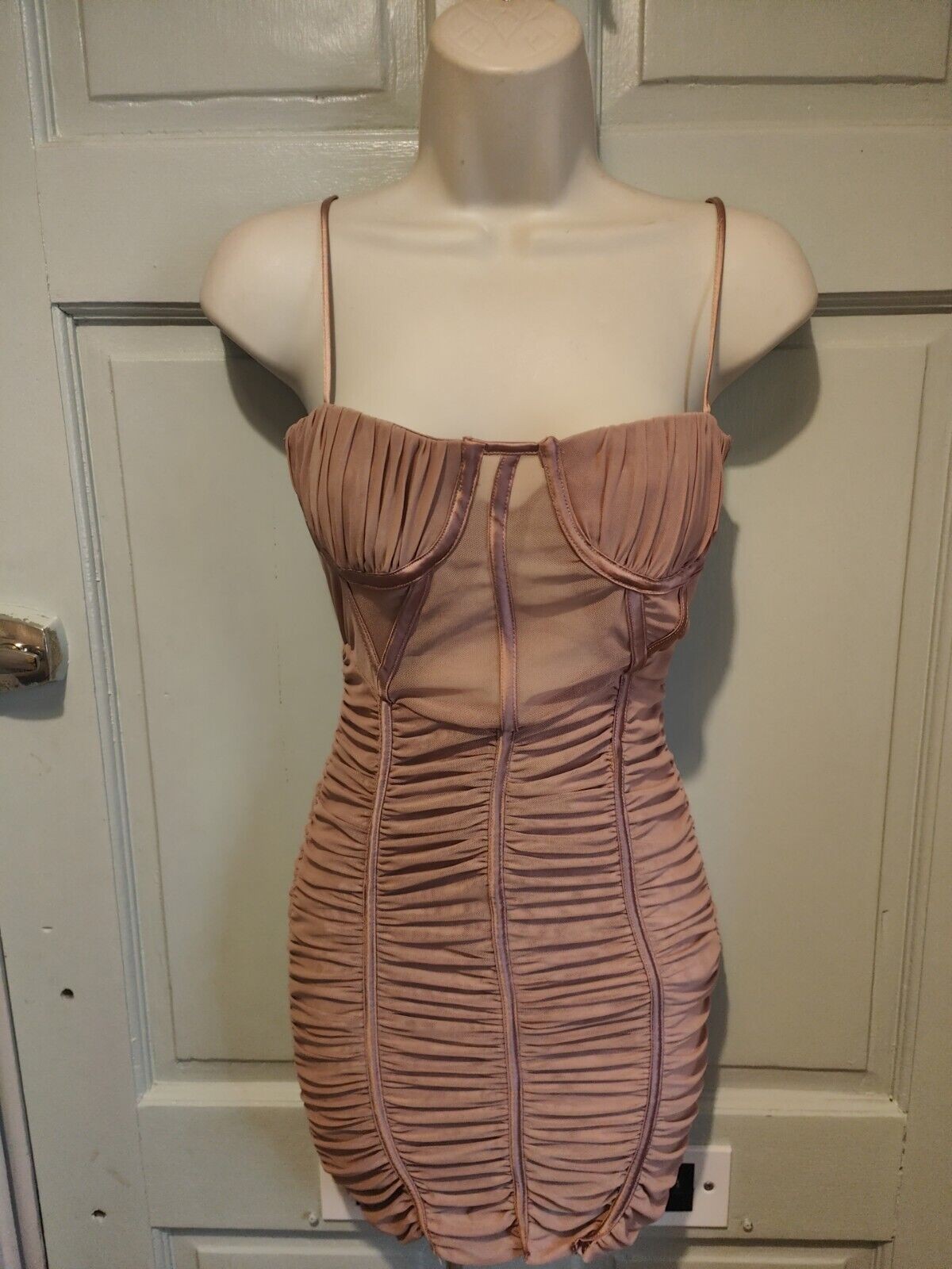 Zara Ladies  Brown Sleeveless  Bodycon Short Dress Size S BNWT