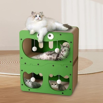 Katzenhaus aus Karton Mehrzweck Katze Eigentumswohnung für Kleintiere Katze Haustier Spielzeug