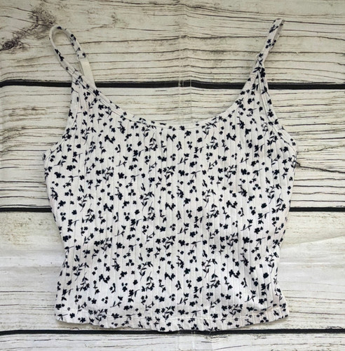 Old Navy Women's Floral Cami Camisole Top White/Black Straps Size S