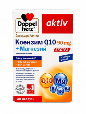 Doppelherz Aktiv Coenzym Q10 90mg + Magnesium 30 Kapseln Energieunterstützung