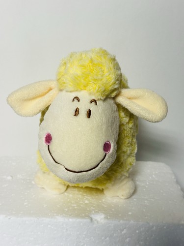 Multipet Plush Yellow Fuzzy Lamb Sheep Dog Toy Squeaker Easter  EUC 8”