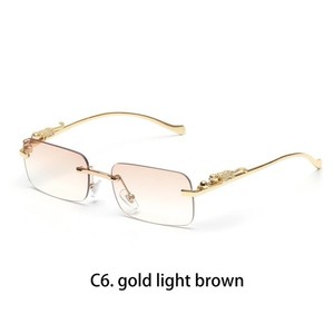 Lunettes de soleil Hip Hop Blue Tint Argent Cadre Rectangle de luxe pour homme