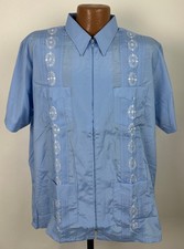 Guayabera Shirt Men L Full-Zip Embroidered Geometric Cuban Wedding Haband NWOT