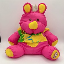 Vintage 1987 Fisher Price Puffalump Large Plush Hawaiian Pink Rhino Stuffed Toy