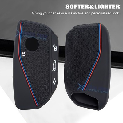 Black w/Blue Silicone Key Fob Case Protector For BMW 5 7 Series X5 X6 X7 XM I5