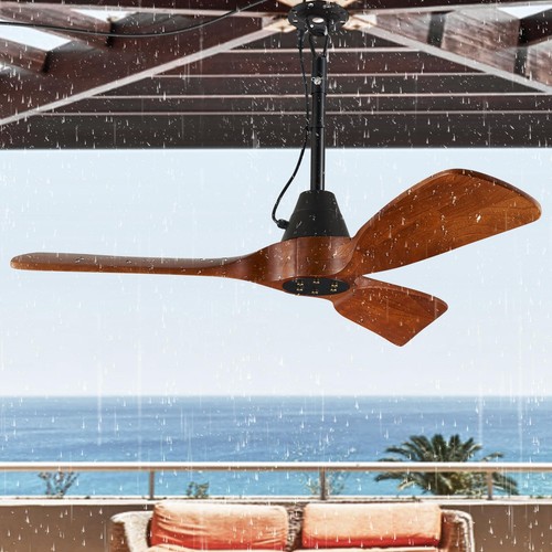 3 Blades Wood Outdoor Ceiling Fan for Patios, Farmhouse Rustic Ceiling Fans, ...