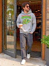 Teenage Mutant Ninja Turtles Hoodie Mens XL Gray Graphic Pullover TMNT Retro