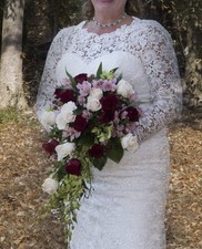 WEDDING GOWN, Trumpet/ Mermaid Train, Long Sleeves, Illusion High Neckline