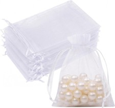 50PCS White Organza Drawstring Gift Bags 3x4 Jewelry Candy Party Favor