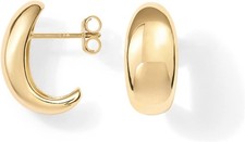 14K Gold Plated 925 Sterling Silver Post Huggie Earrings  Gold Dome Huggi