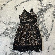 Dress The Population Dress Womens Size S Black Ava Lace Mini Party V Neck