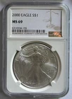 2000 $1 American Silver Eagle NGC MS69 Brown Label
