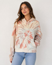 Lucky Brand Pink Tie Dye Full Zip Hoodie Medium Cotton Lounge Cozy Relax