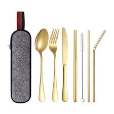 Portable Utensils Travel Camping Cutlery Set 8 PCS Knife Fork Spoon with Case