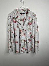 Lauren Ralph Lauren Women's Pajama Top Button Pink Floral Romantic Cotton XL