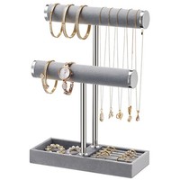 Josmimic Schmuck Organizer Mit 2 Ebenen - Grau SchmuckstäNder ArmbäNder
