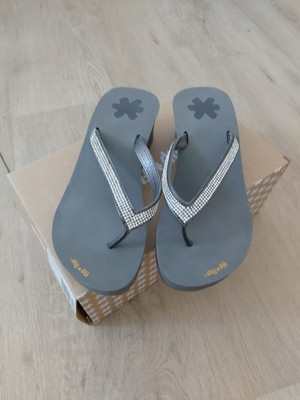 Original Flip Flops SandaleZehentrenner Badeschlappe Grau 37 Glitzer Pantolette