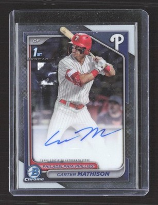 2024 Bowman Draft Carter Mathison Chrome Auto 1st Prospect #CPA-CMA Phillies