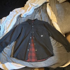 Supreme Black Denim Snap-Front Button-Up Star...