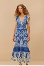 NWT AUTH FARM RIO Blue Romantic Richelieu Maxi Dress sz MEDIUM M