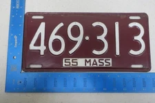 Massachusetts LIcense Plate 1955 Tag 55 Mass Ma 469-313 469313