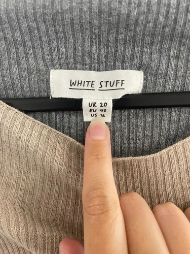 Jersey White Stuff para mujer talla UK 20 gris y beige mezcla de lana manga larga acanalado - Imagen 6 de 10