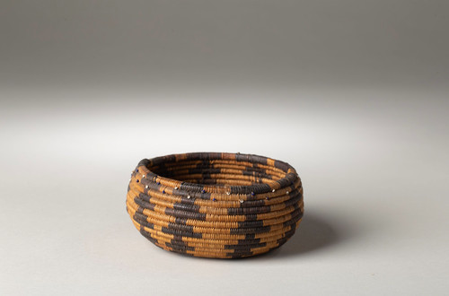 Pomo Beaded Basket, Blue and White Beads at Rim Circa 1900