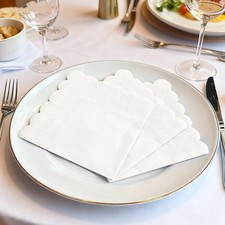 100 Pcs White Cocktail Napkins, 2-Ply Disposable Small Paper Napkins for Beve...