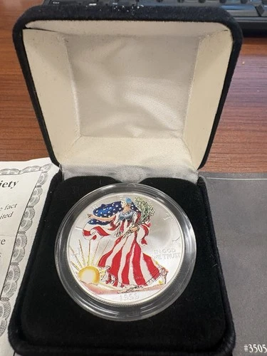 1999 Am Eagle Silver Dollar Uncirculated Am History Soc Certificate of Authentic