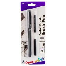 Pentel Pocket Brush Pen with 2 Black Refills