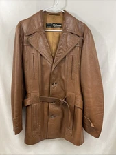 Vintage Richman Brothers Jacket Mens 42 Large Brown Leather Button Up