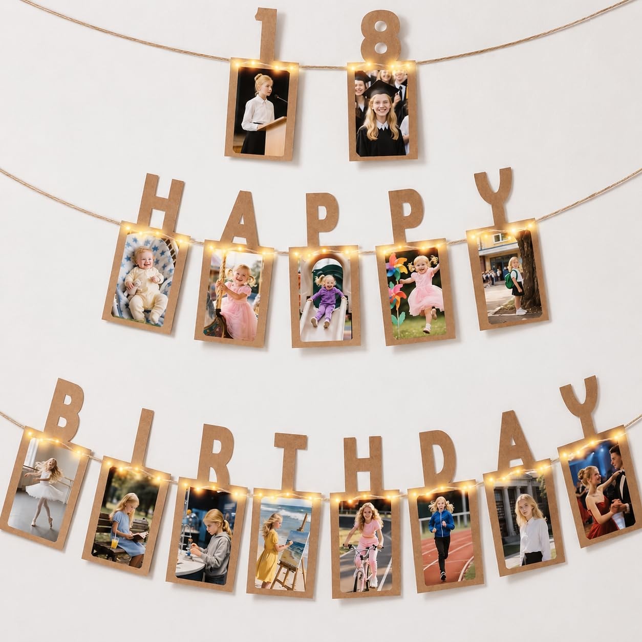 Happy 18th Birthday Photo Banners with LED Lights, 18th Birthday Decorations ...