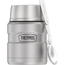  NEW Silver Thermos 16oz Insulated Food Jar by, Leakproof Lunchbox with Spoon