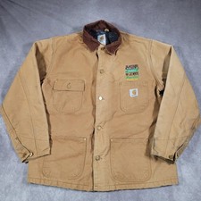 Vintage Carhartt Coat Mens 44 Brown Duck Blanket Lined Chore Workwear C01 USA