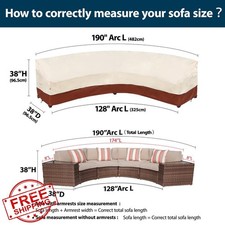Curved Patio Furniture Cover Waterproof Sectional Couch Heavy Duty 600D Rip-Stop