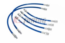 Blue 6PC F+R Racing Stainless Steel Brake Line Kit Cables For BMW E36 E34 E32